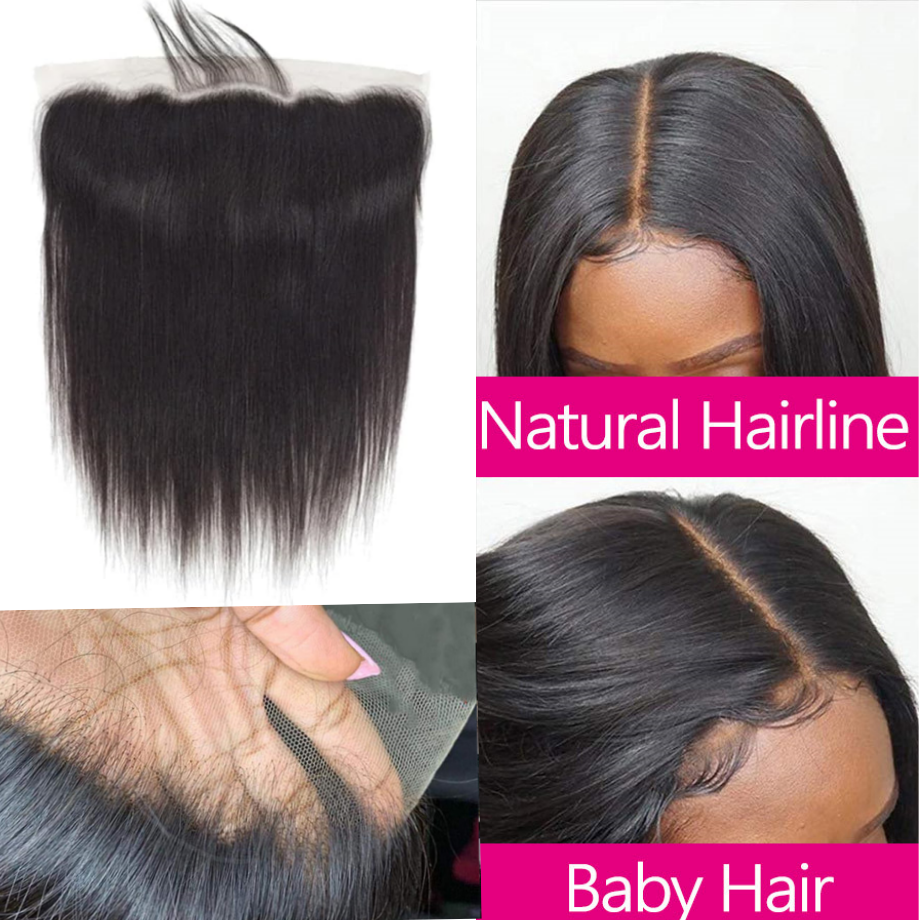 13 x 4 Lace Frontal Closure Straight Frontal 13 x 4 HD Transparent Lace Frontal 180% Density With Baby Hair