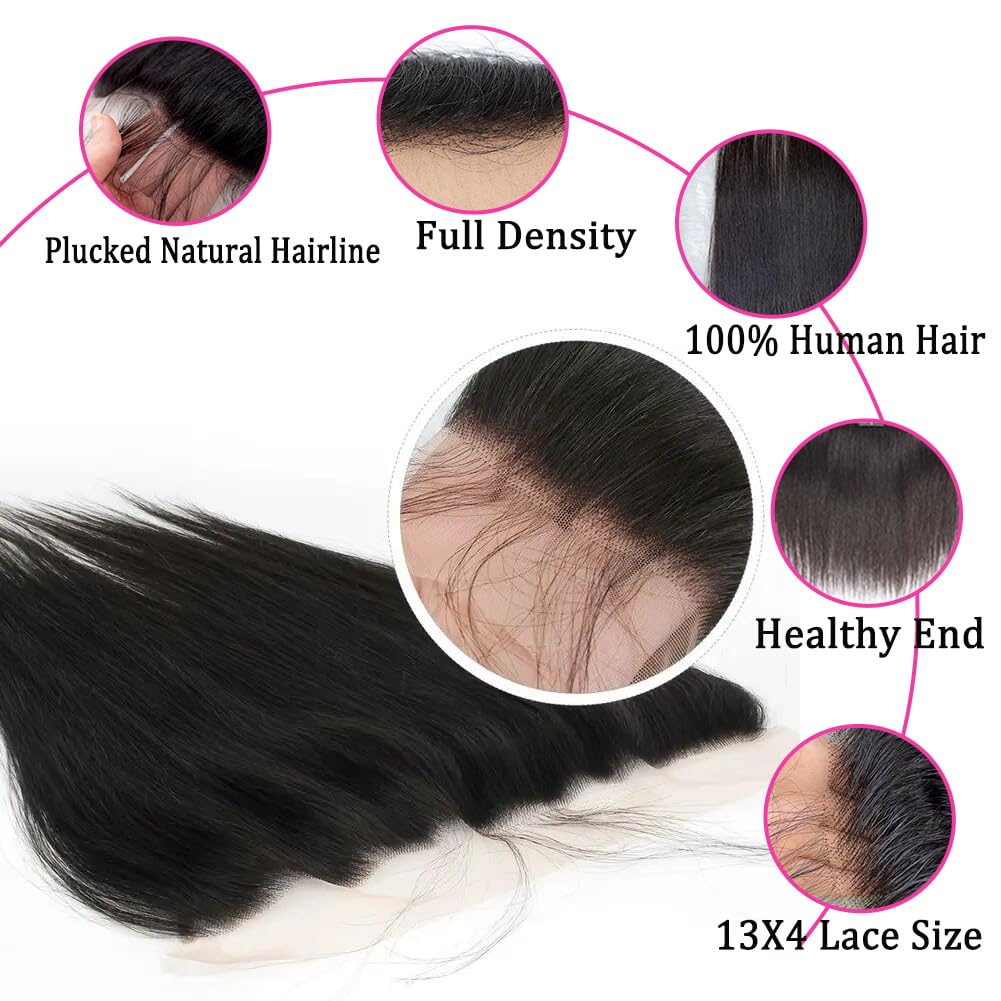 13 x 4 Lace Frontal Closure Straight Frontal 13 x 4 HD Transparent Lace Frontal 180% Density With Baby Hair