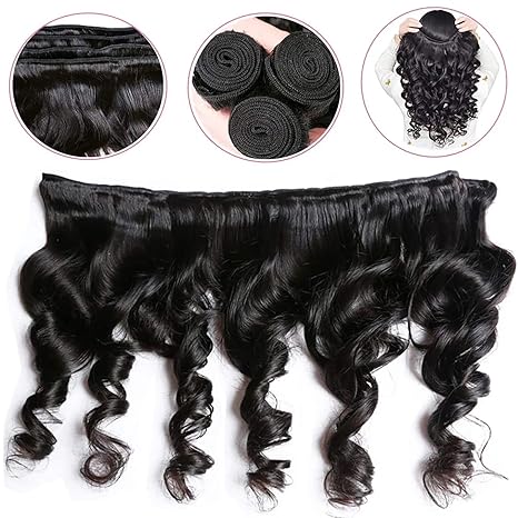 12A Loose Wave Human Hair Bundle 100% Unprocessed Brazilian Virgin Human Hair Extensions for Black Women (1 PC)