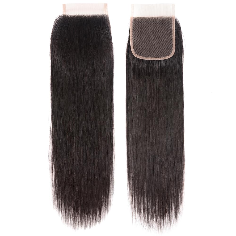 5x5 Transparent HD Lace Closure Human Hair Straight Virgin Human Hair 4x4 Closure Pre-plucked Natural Black with Baby Hair