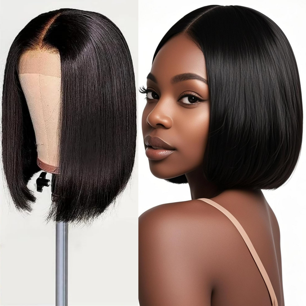 13x4 Lace Bob Wig Human Hair Glueless Wigs Pre Plucked 250% Density Short Straight Wigs for Black Women