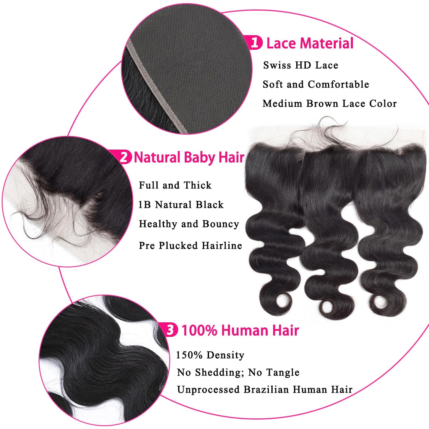 13 x 4 Lace Frontal Closure Body Wave Frontal 13 x 4 HD Transparent Lace Frontal 180% Density With Baby Hair