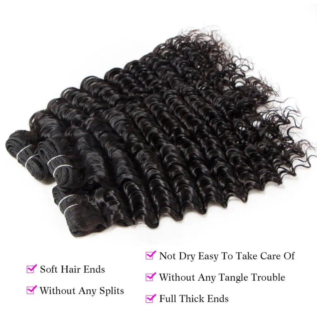 12A Deep Wave 100% Unprocessed Remy Human Hair Bundles (1 PC)
