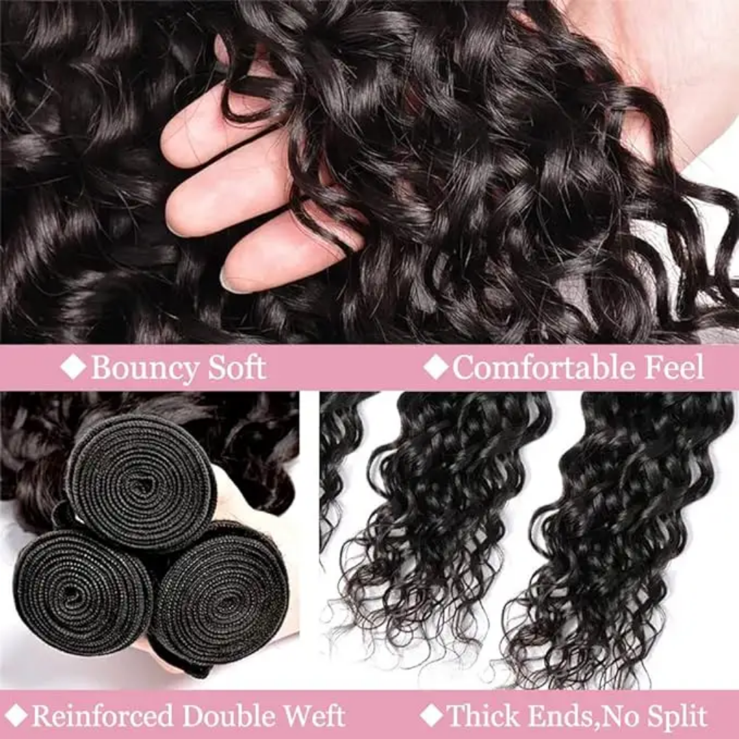 12A Water Wave Human Hair Bundles Virgin Human Hair Extensions for Black Women (1 PC)