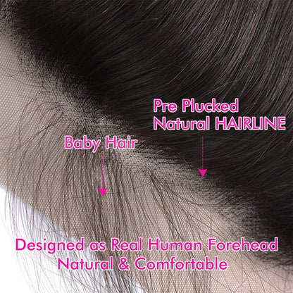 13 x 4 Lace Frontal Closure Body Wave Frontal 13 x 4 HD Transparent Lace Frontal 180% Density With Baby Hair