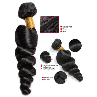 12A  Loose Wave Human Hair Bundle 100％ Unprocessed Brazilian Virgin  Human Hair Extensions for Black Women (1 PC)