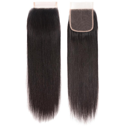 5x5 Transparent HD Lace Closure Human Hair Straight Virgin Human Hair 4x4 Closure Pre-plucked Natural Black with Baby Hair