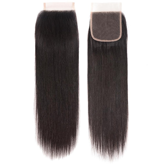 5x5 Transparent HD Lace Closure Human Hair Straight Virgin Human Hair 4x4 Closure Pre-plucked Natural Black with Baby Hair