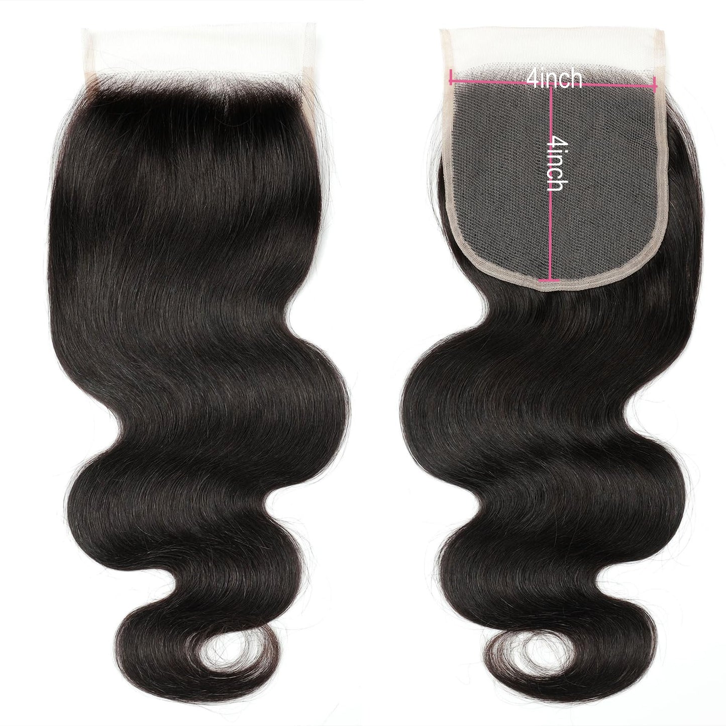 5x5 Transparent HD Lace Closure Human Hair Body Wave Virgin Human Hair 4x4 Closure Pre-plucked Natural Black with Baby Hair
