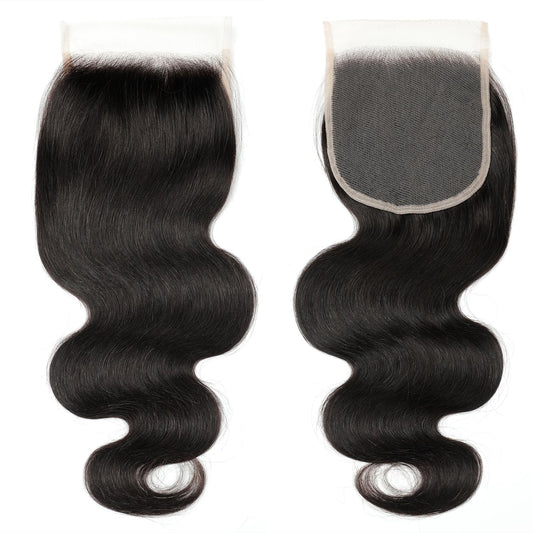 5x5 Transparent HD Lace Closure Human Hair Body Wave Virgin Human Hair 4x4 Closure Pre-plucked Natural Black with Baby Hair