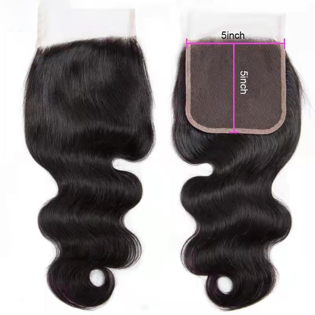 5x5 Transparent HD Lace Closure Human Hair Body Wave Virgin Human Hair 4x4 Closure Pre-plucked Natural Black with Baby Hair