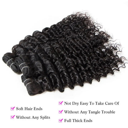 12A Deep Wave 100% Unprocessed Remy Human Hair Bundles (1 PC)